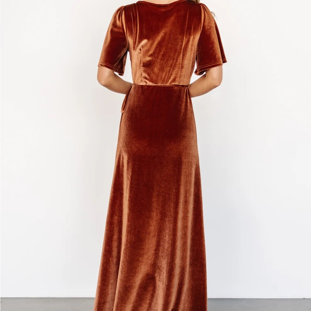 Baltic Born Velvet Wrap Maxi Dress in Copper - Picture 3 of 6
